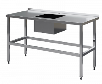 Table with a sink for processing vegetables with a side